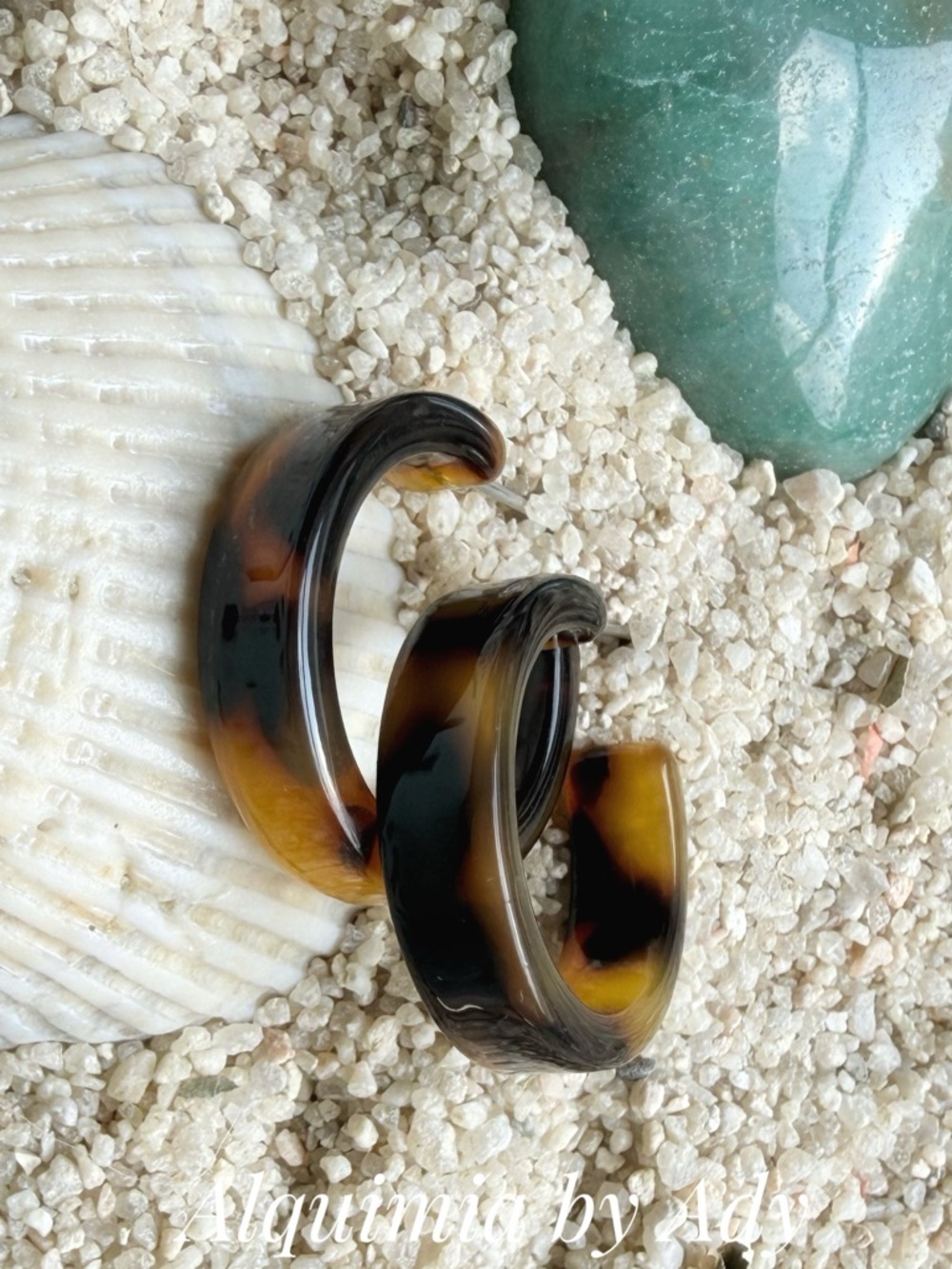 Alquimia Tortoiseshell Brown and Black Hoop Earrings